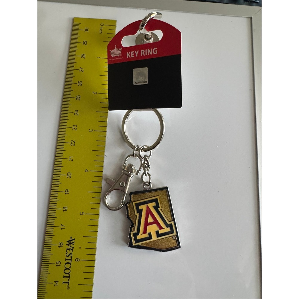 Aminco University of Arizona Wildcats State Shape Metal Key Ring Gold Navy Red